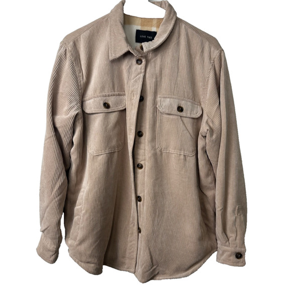 LOVE TREE FASHION Corduroy Button-Up Shirt Jacket Shacket Size M Soft Pockets - Picture 1 of 6